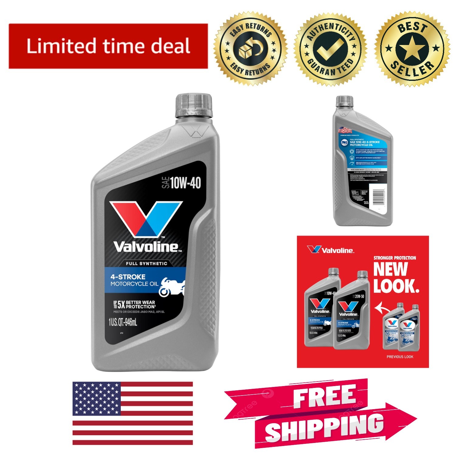 10W-40 Full Synthetic Motorcycle Oil – 1 Quart for Peak Performance