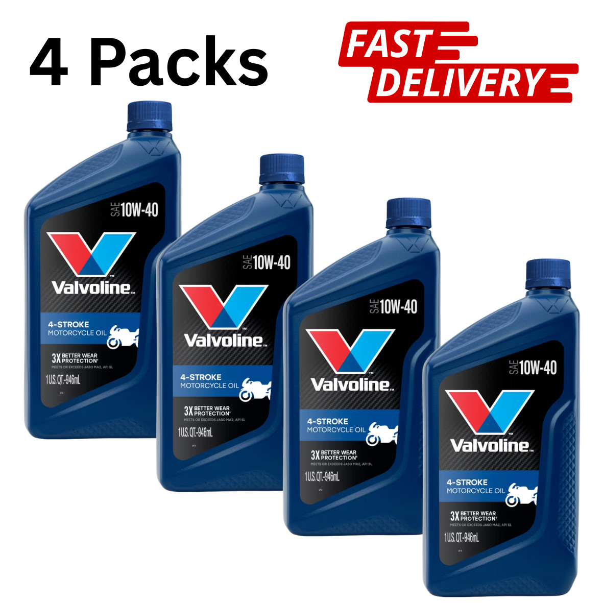 (4 pack) VAL 4-S MCYCLE OIL CV 10W40 6/1 QT WM -Free Shipping