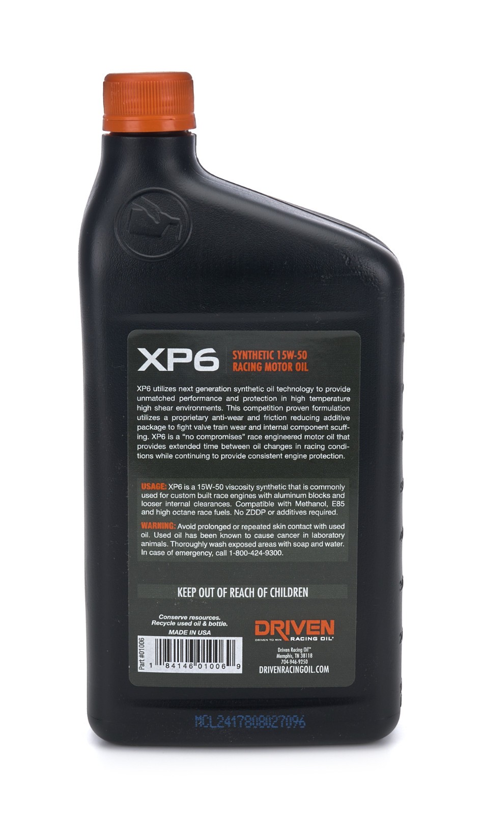 Joe Gibbs Driven 01006 XP6 15W50 Synthetic Racing Motor Oil Pack of 6 Quarts