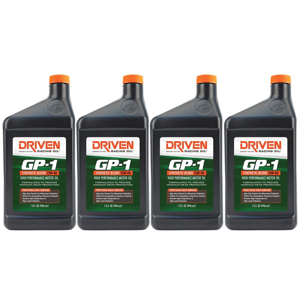 Driven Racing Oil 19406, GP-1 High Perf. Oil, Synthetic Blend 15W-40, 4 Quarts