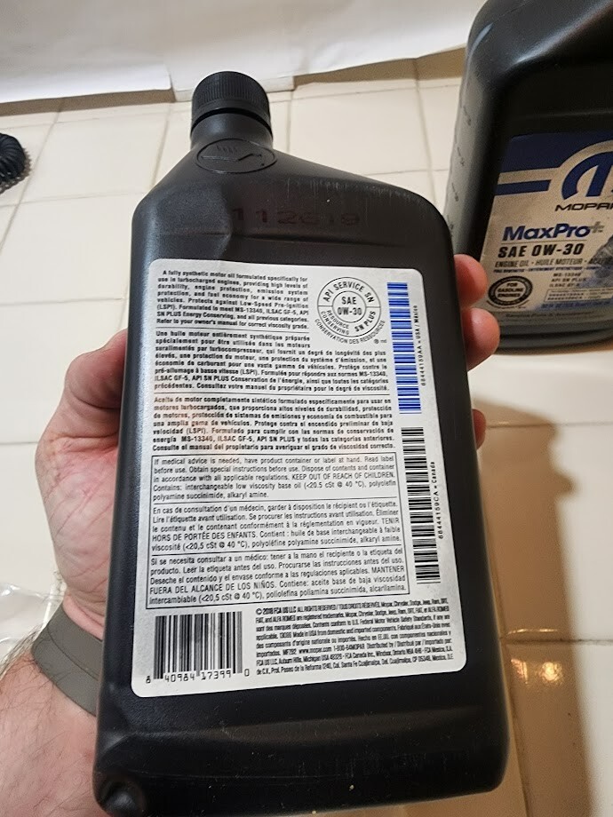 3x MOPAR MaxPro+ SAE 0W-30 Full Synthetic Engine Oil Gasoline 68444159AA 946ml