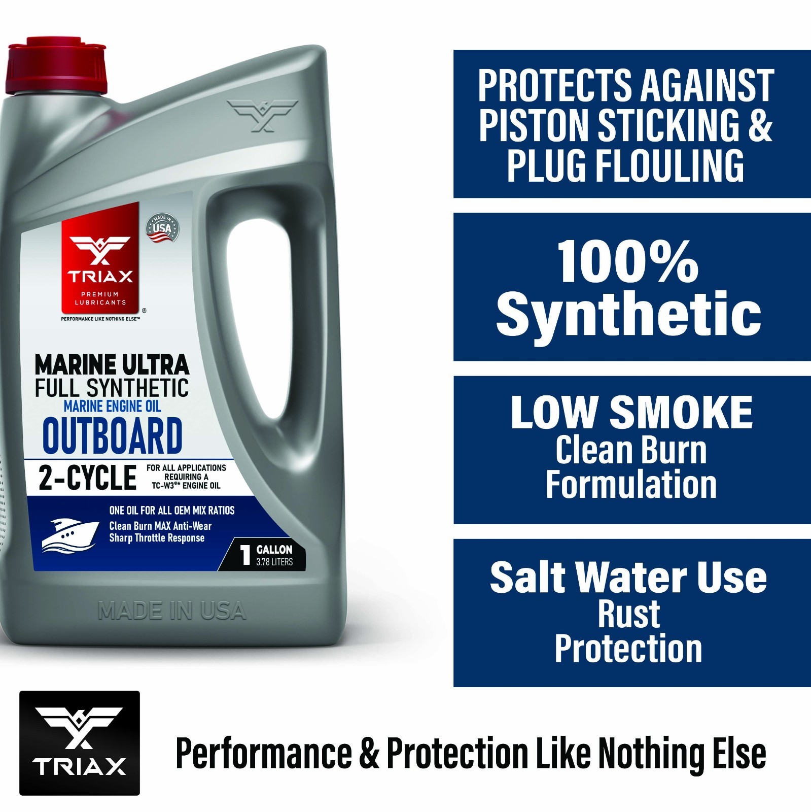 TRIAX Marine Ultra Outboard 2-Cycle Full Synthetic Marine Oil (1 Gallon)