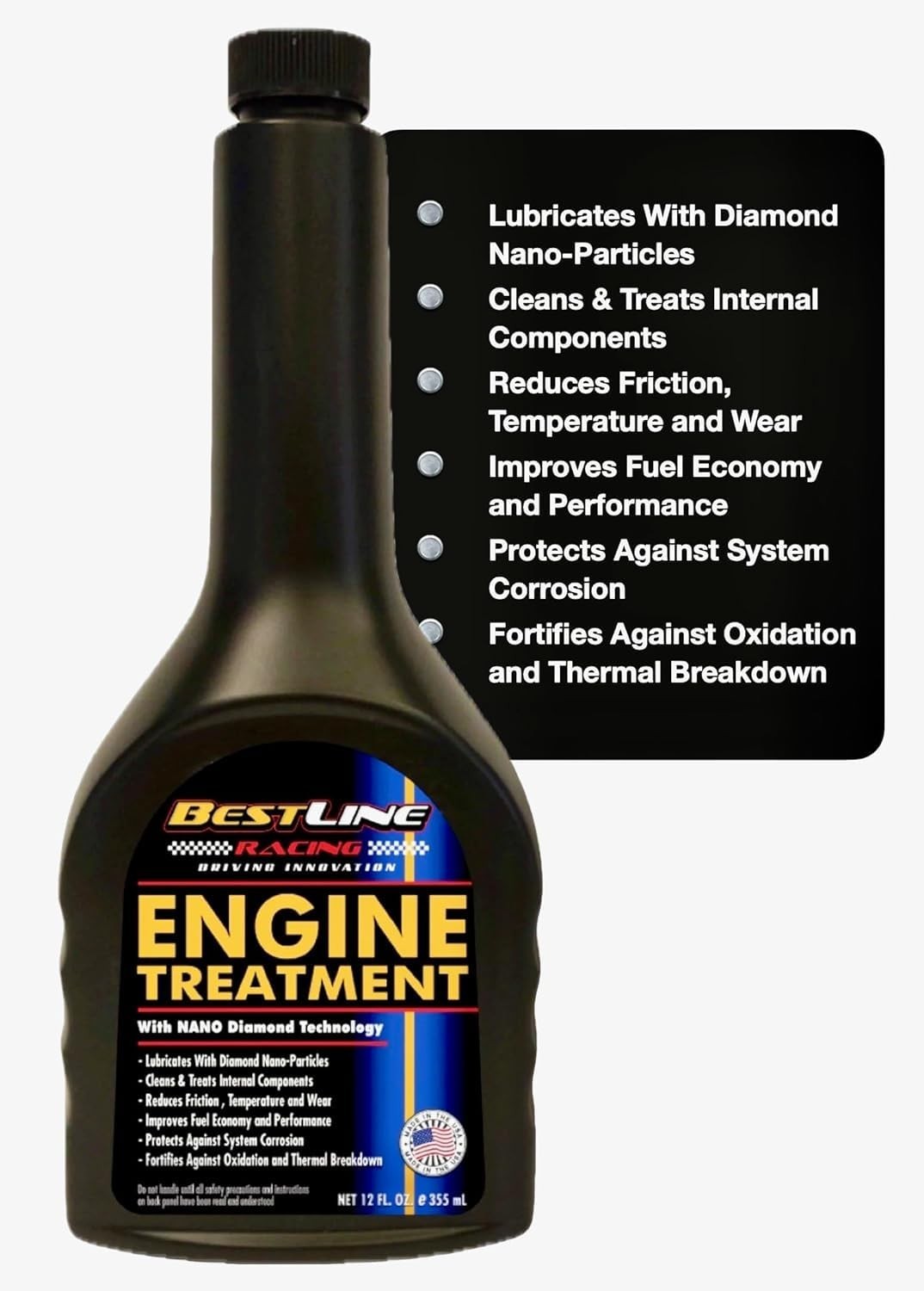 Engine Oil Additive Treatment – Reduces Friction 60% for Gas & Diesel Engines, B