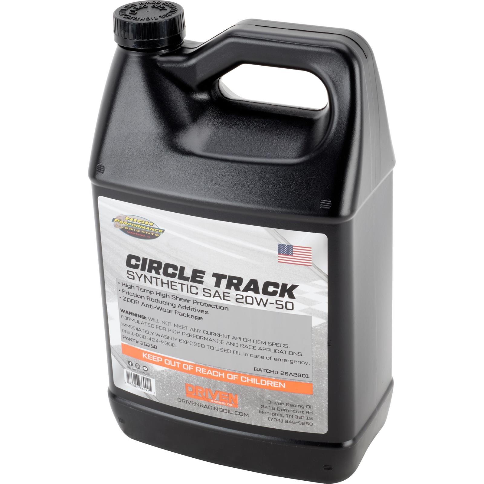 Driven Racing Oil 26258 Circle Track Synthetic Oil 20W50, 1 Gal