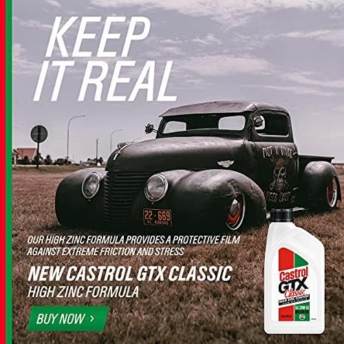 Castrol GTX Classic 20W-50 Conventional Motor Oil, 5 Quarts, Pack of 3, Amber