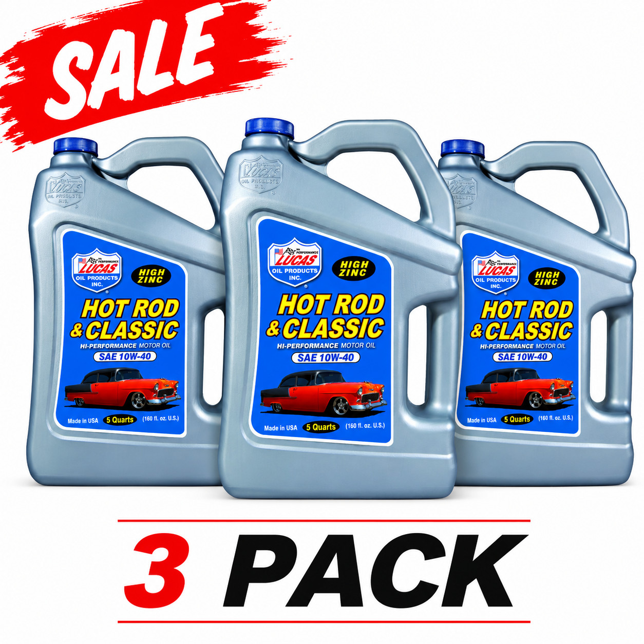 2 PACK- LUCAS OIL 10683 Hot Rod & Classic Car HP Motor Oil SAE 10W-40; 5 Quart