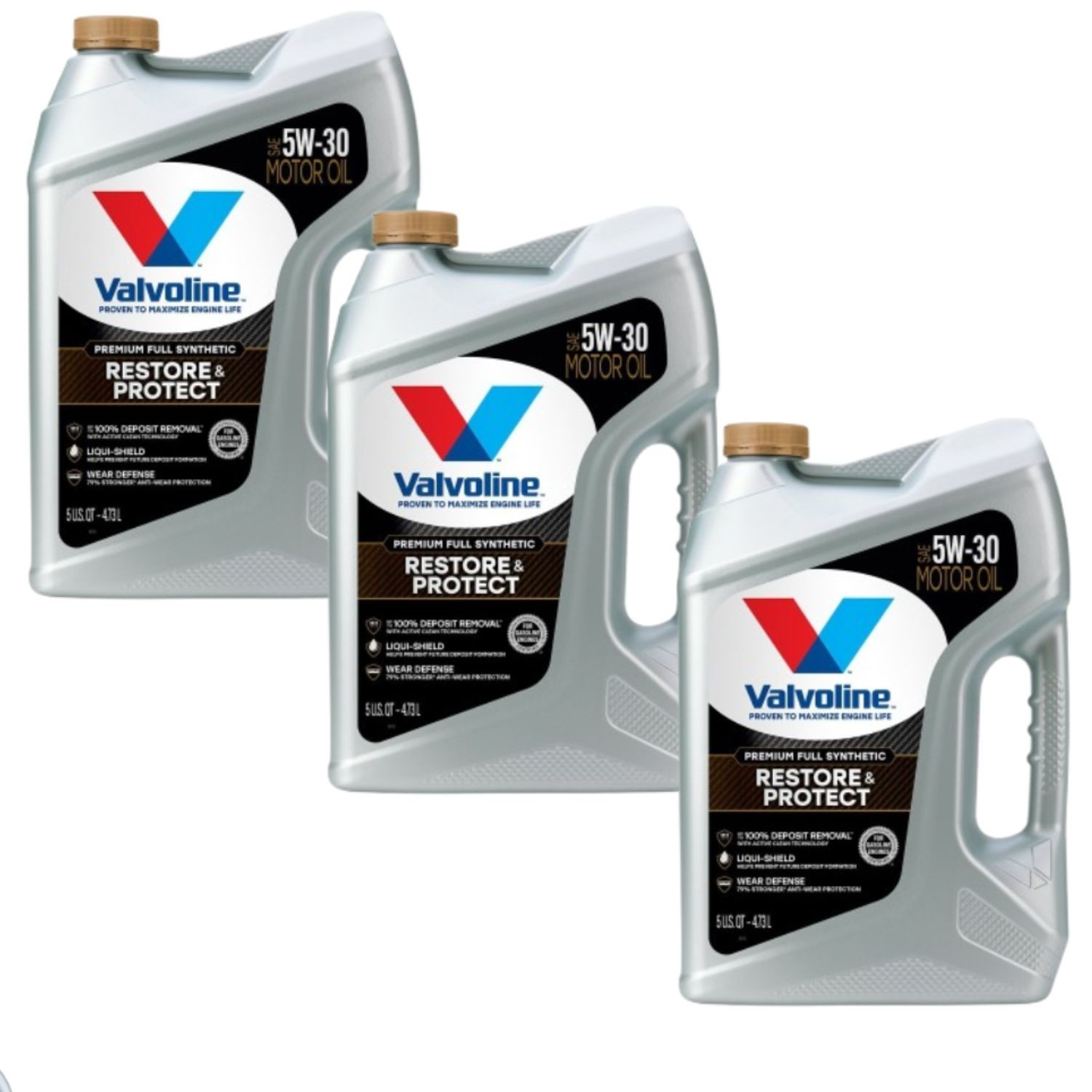SALE-3 PACK -VALVOLINE 904566 Restore & Protect Full Synthetic SAE 5W-30 5 Quart