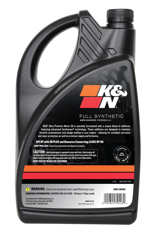 K&N 104101 Oil; 5W-20 K&N Full Synthetic Motor Oil, 5 Quart