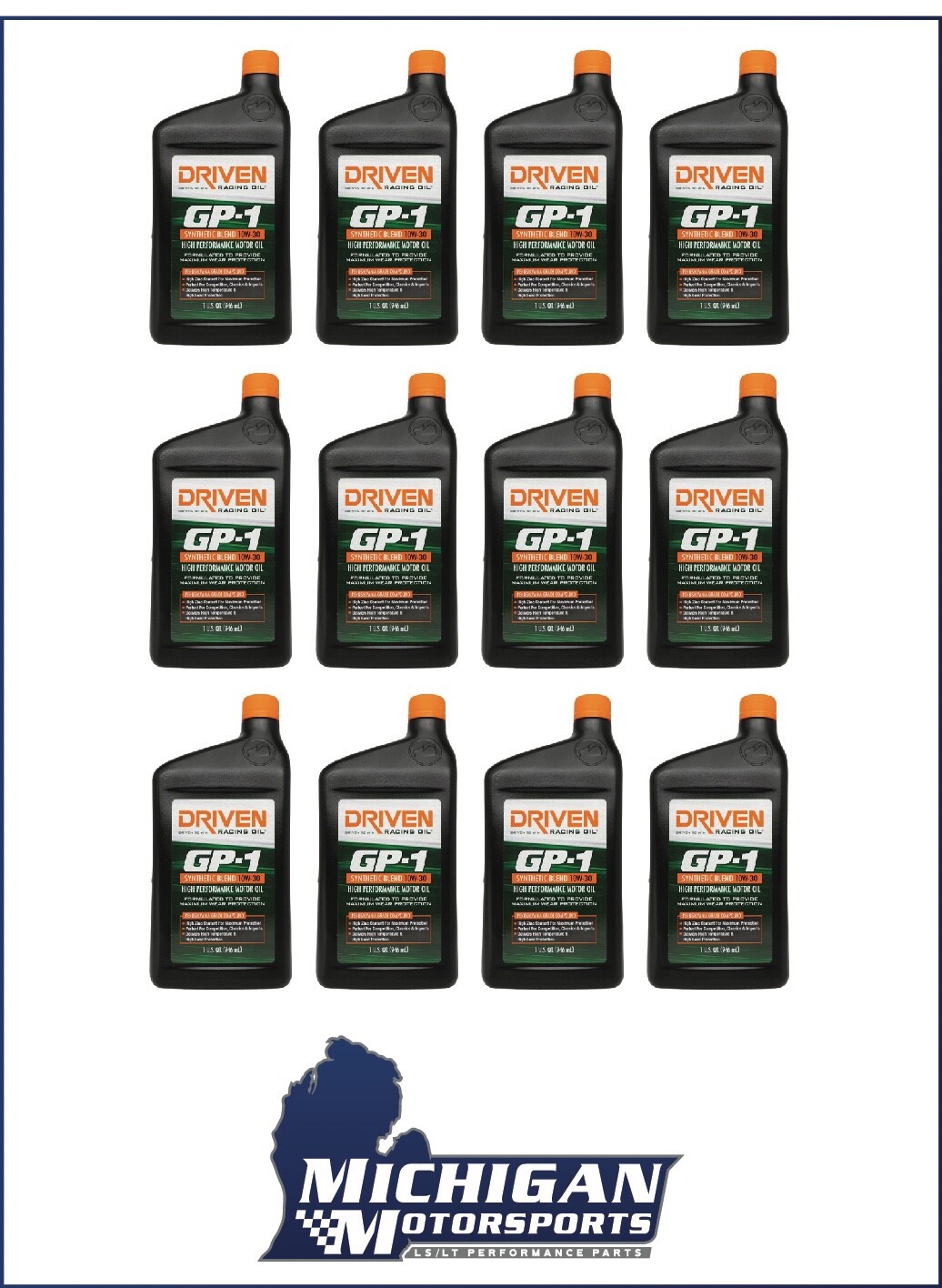 Driven GP-1 10W-30 Synthetic Blend High Performance Racing Oil 19306 – 12 Quarts