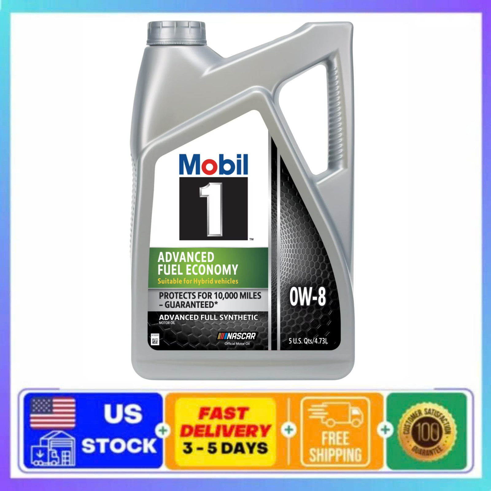 Mobil 1 Advanced Fuel Economy Full Synthetic Motor Oil 0W-8 5 Qt Full Synthetic