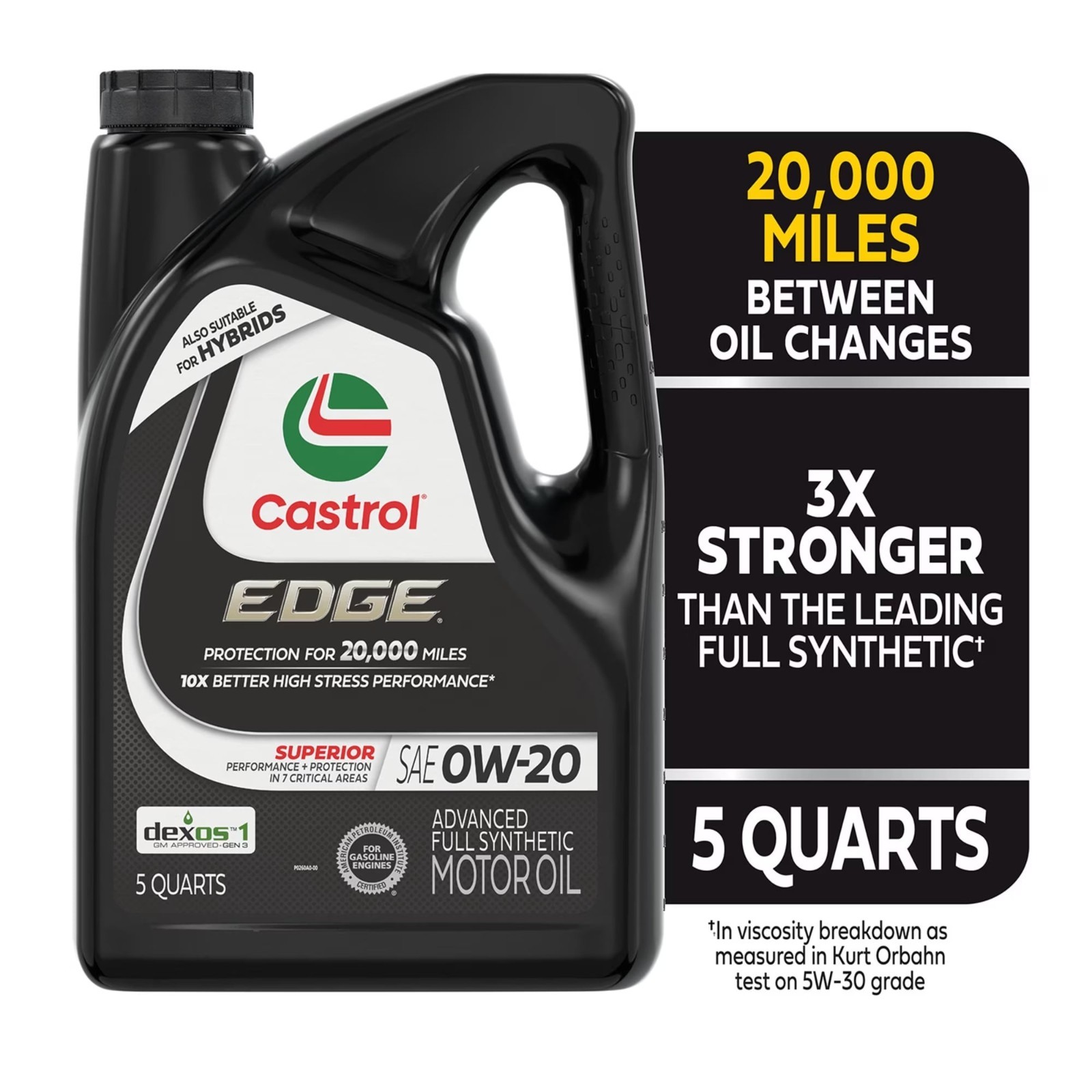 Castrol EDGE 0W-20 Advanced Full Synthetic Motor Oil, 5 Quarts