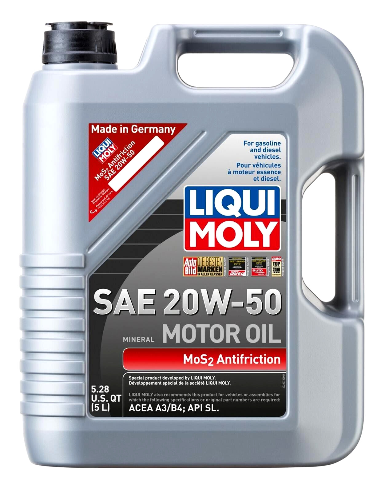Liqui Moly MoS2 SAE 20W-50 Antifriction Engine Oil – 5.28 Quarts