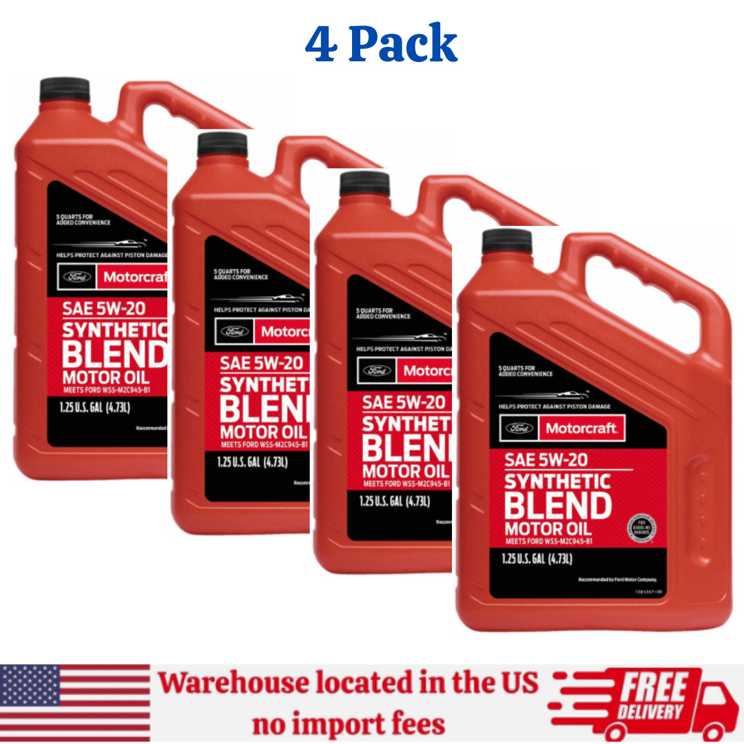MOTORCRAFT XO5W205Q3SP -Premium Synthetic Blend; SAE 5W-20; 5 Qt, Pack of 4