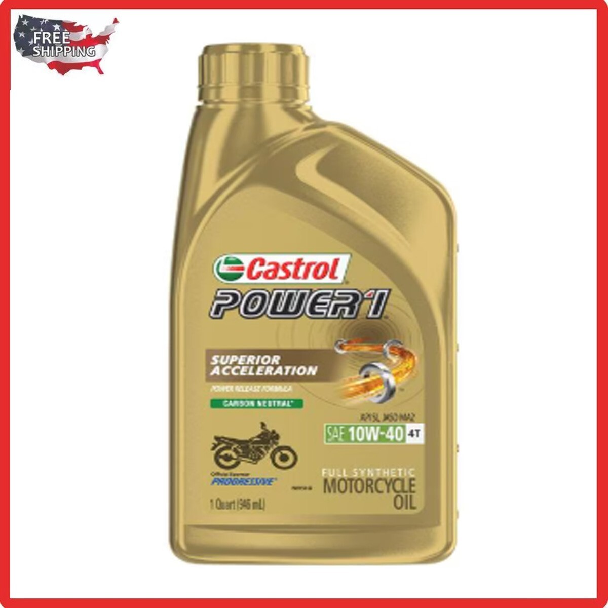 Castrol Power1 Motorcycle Full Synthetic Engine Oil 10W-40 1 Quart ( 1 PACK )