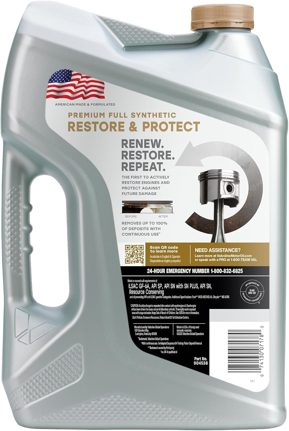 Active Clean Technology 0W-20 Full Synthetic Oil 5 Quart – Enhance Fuel Economy
