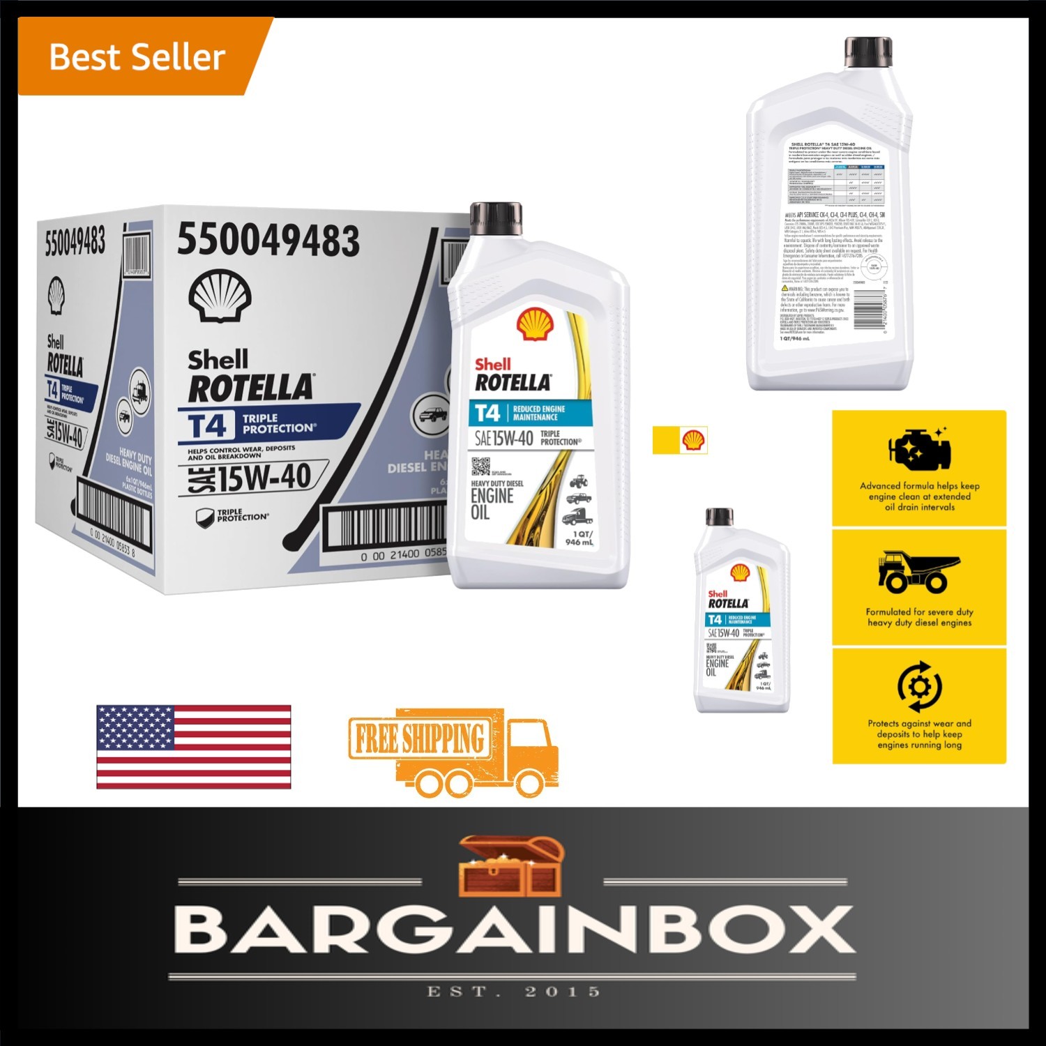 Superior 15W-40 T4 Diesel Engine Oil 1 Quart 6 Pack – Long Lasting Efficiency