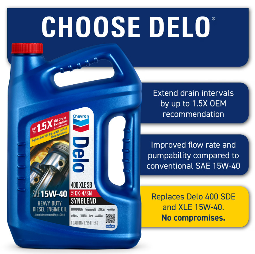 Delo 400 XLE SB Synthetic Blend 15W-40 Heavy-Duty Diesel Motor Oil 1 Gal
