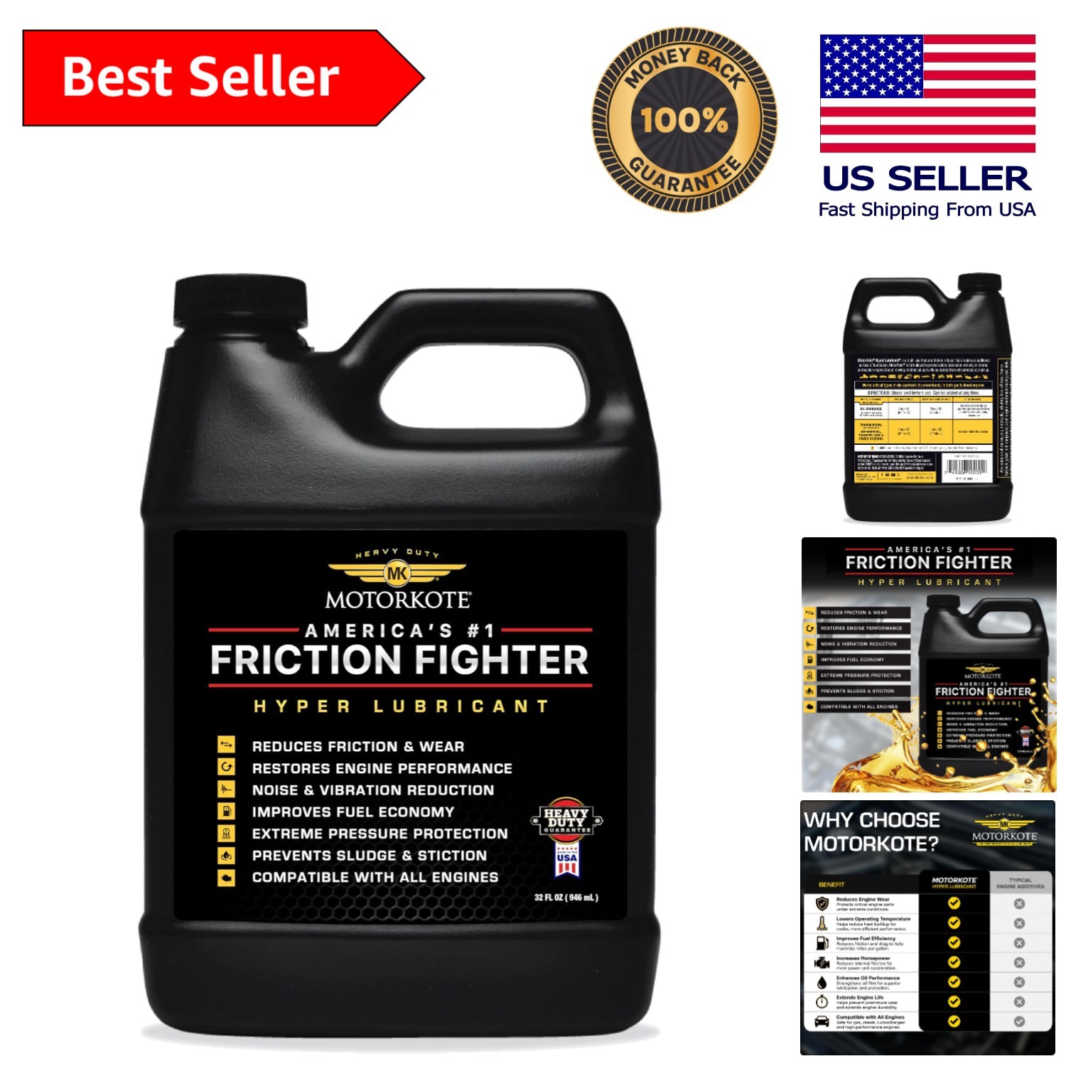 Motorkote Heavy-Duty Hyper Lubricant Engine Treatment 32oz – Ultimate Protection