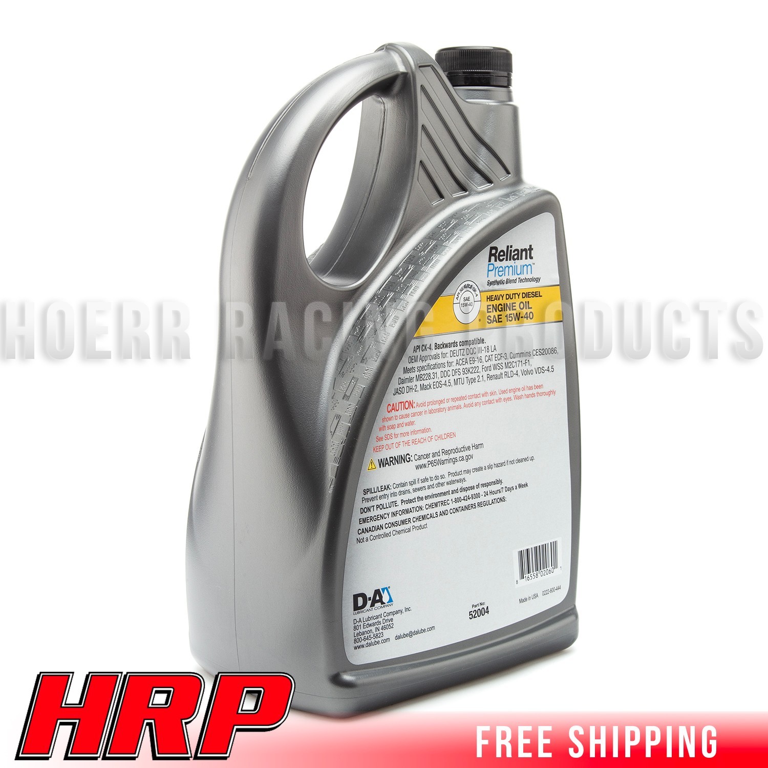 D-A LUBRICANT 52004, Reliant Premium Diesel Engine Oil SAE 15W-40, 1 Gallon