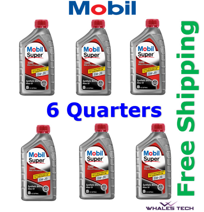Mobil Super 5W-20 Synthetic Blend Motor Oil 6 Quart FREE SHIPPING