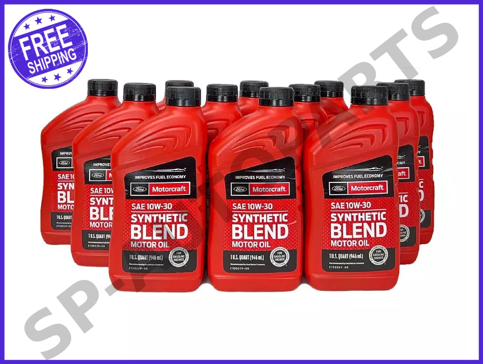 Motorcraft SAE 10W30 Synthetic Blend Motor Oil 12 Quarts Ford OEM Oil Change