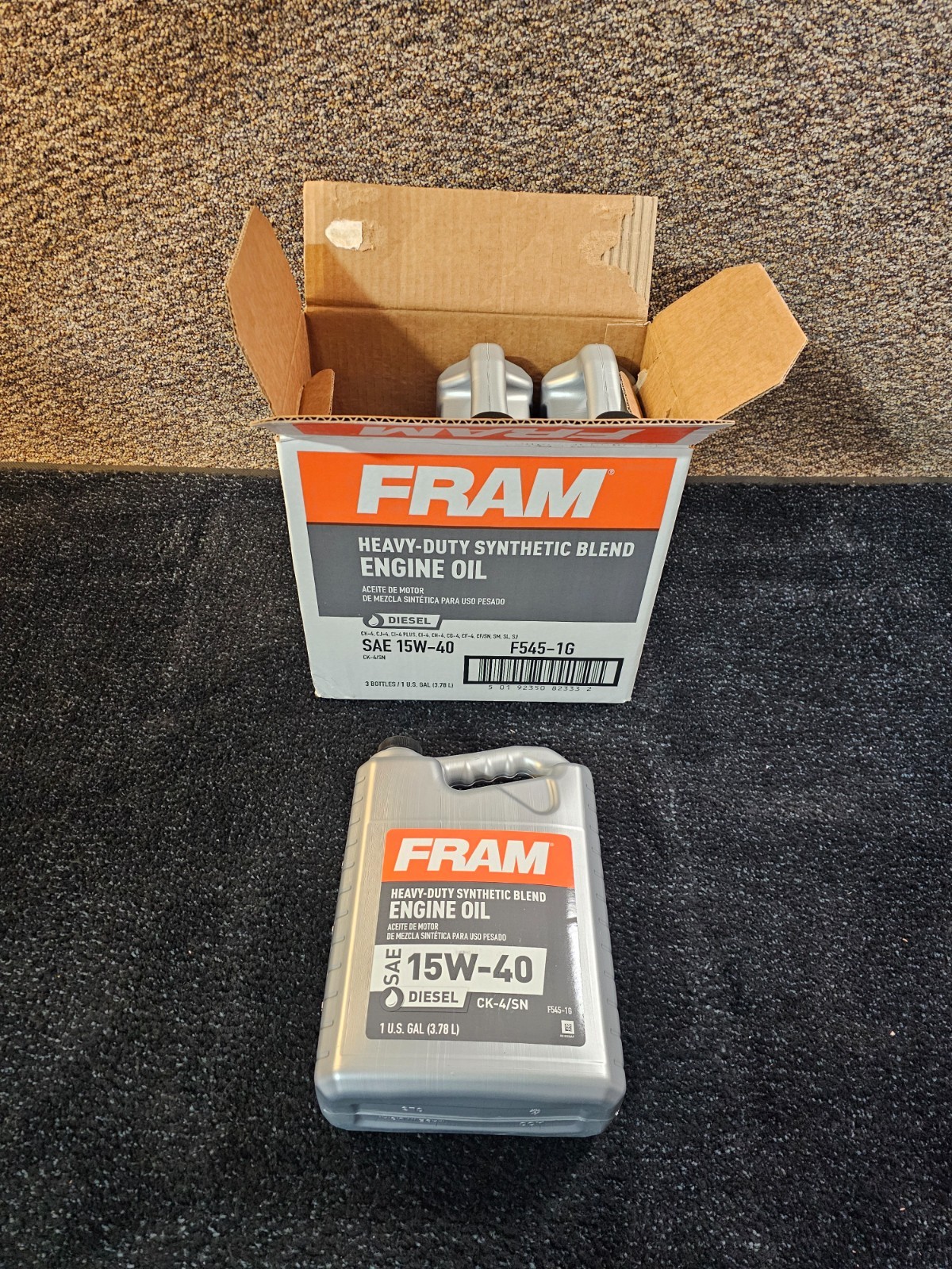 (QTY 3) FRAM F545-1G Heavy Duty Synthetic Blend SAE 15W-40 Engine Oil