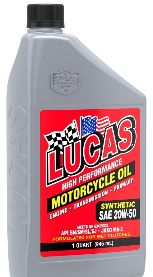 LUCAS OIL 10702 High Performance Synthetic Motorcycle Oil; 20W-50; 1 Quart 8PACK