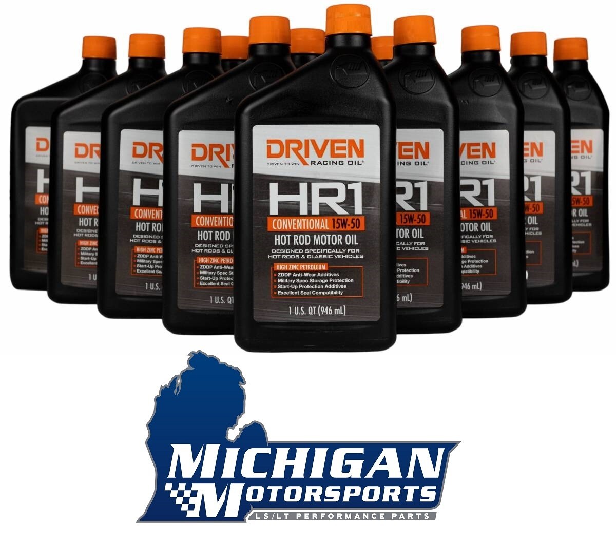 Driven HR1 15w-50 Hot Rod Oil -High ZDDP Zinc 15W50 Conventional – 12 Quart Case