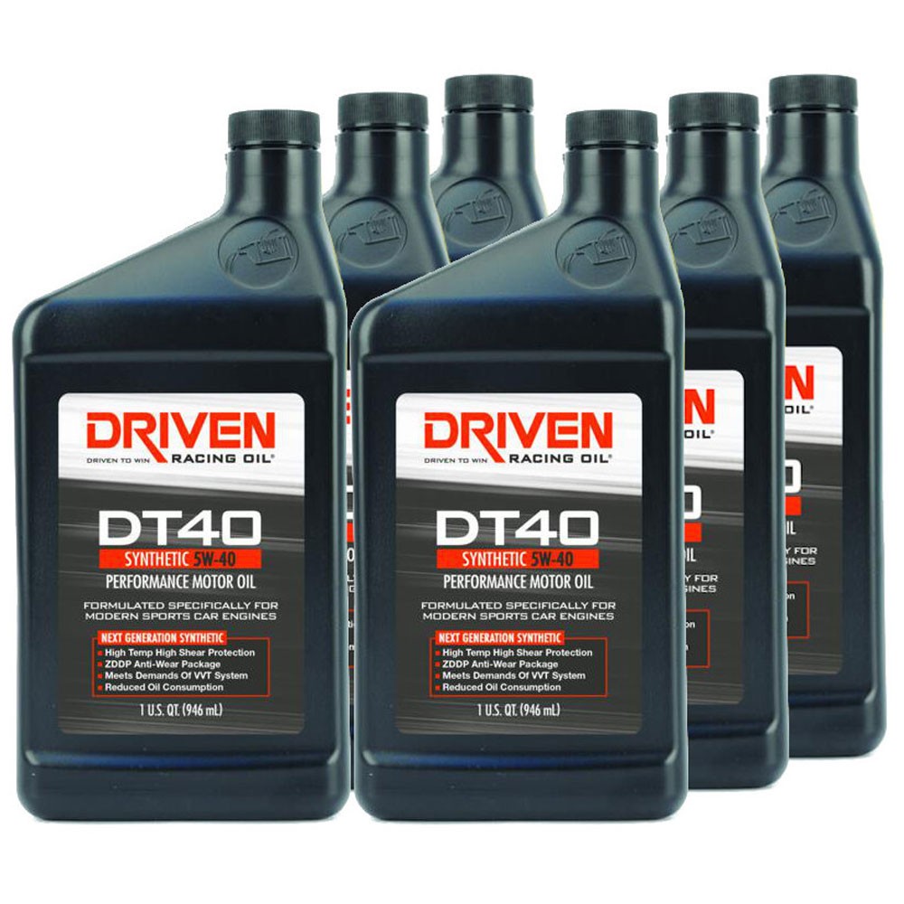 Driven Racing Oil 02406, DT40 Street Performance Oil, Synthetic 5W-40, 6 Quarts