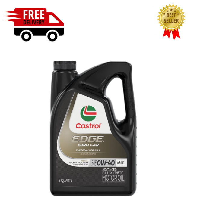 Castrol Edge 0W-40 A3/B4 Advanced Full Synthetic Motor Oil, 5 Quarts, single….