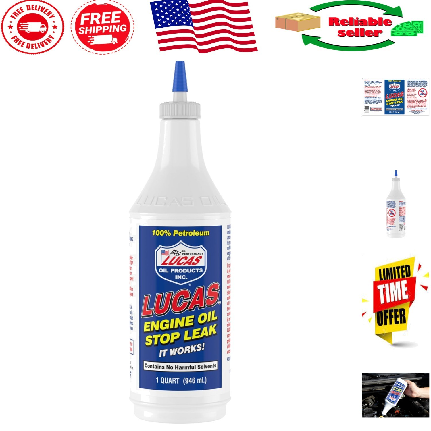 1 Quart Lucas Oil Stop Leak – Reduces Noise & Engine Consumption Effortlessly