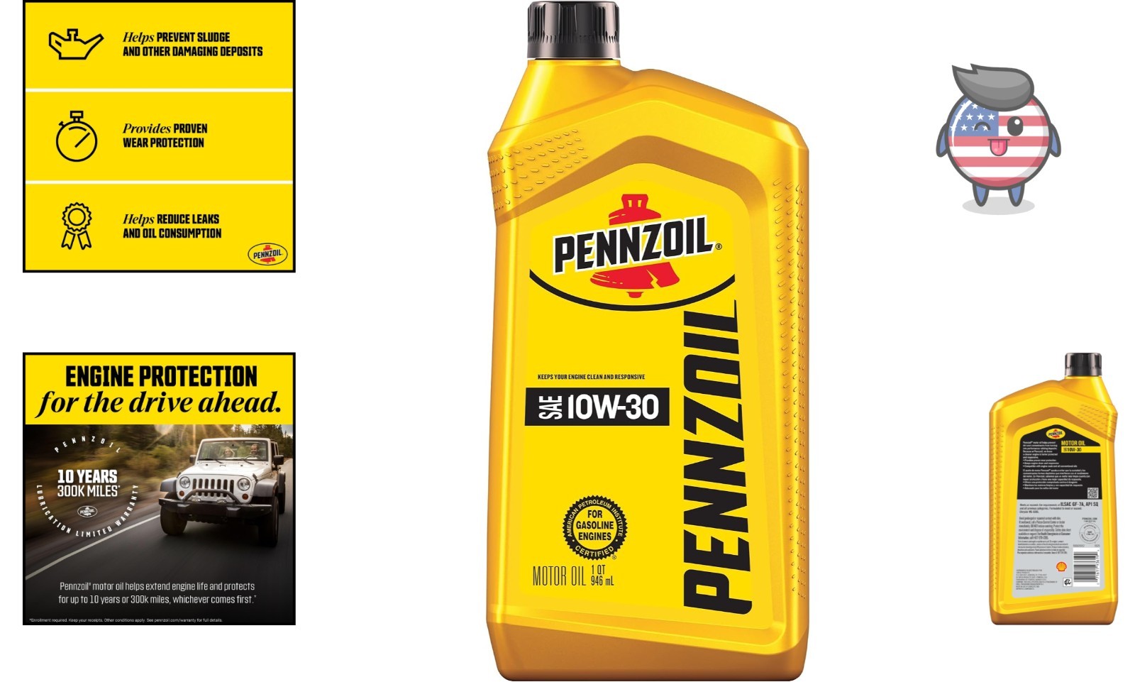 Pennzoil 10W-30 Motor Oil (1 Quart) – Proven Engine Protection & Cleanliness