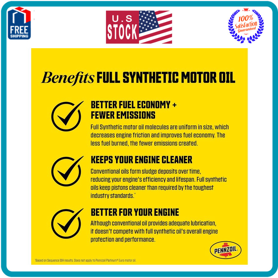 Pennzoil Ultra Platinum Full Synthetic 0W-40 Motor Oil, 1 Quart (6 Pack)