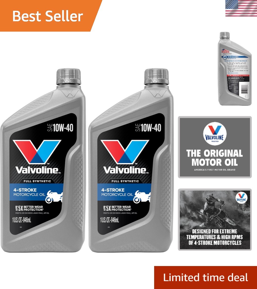 10W-40 Full Synthetic Motor Oil for 4-Stroke Motorcycles, 2 Qt Pack | Ultimat…