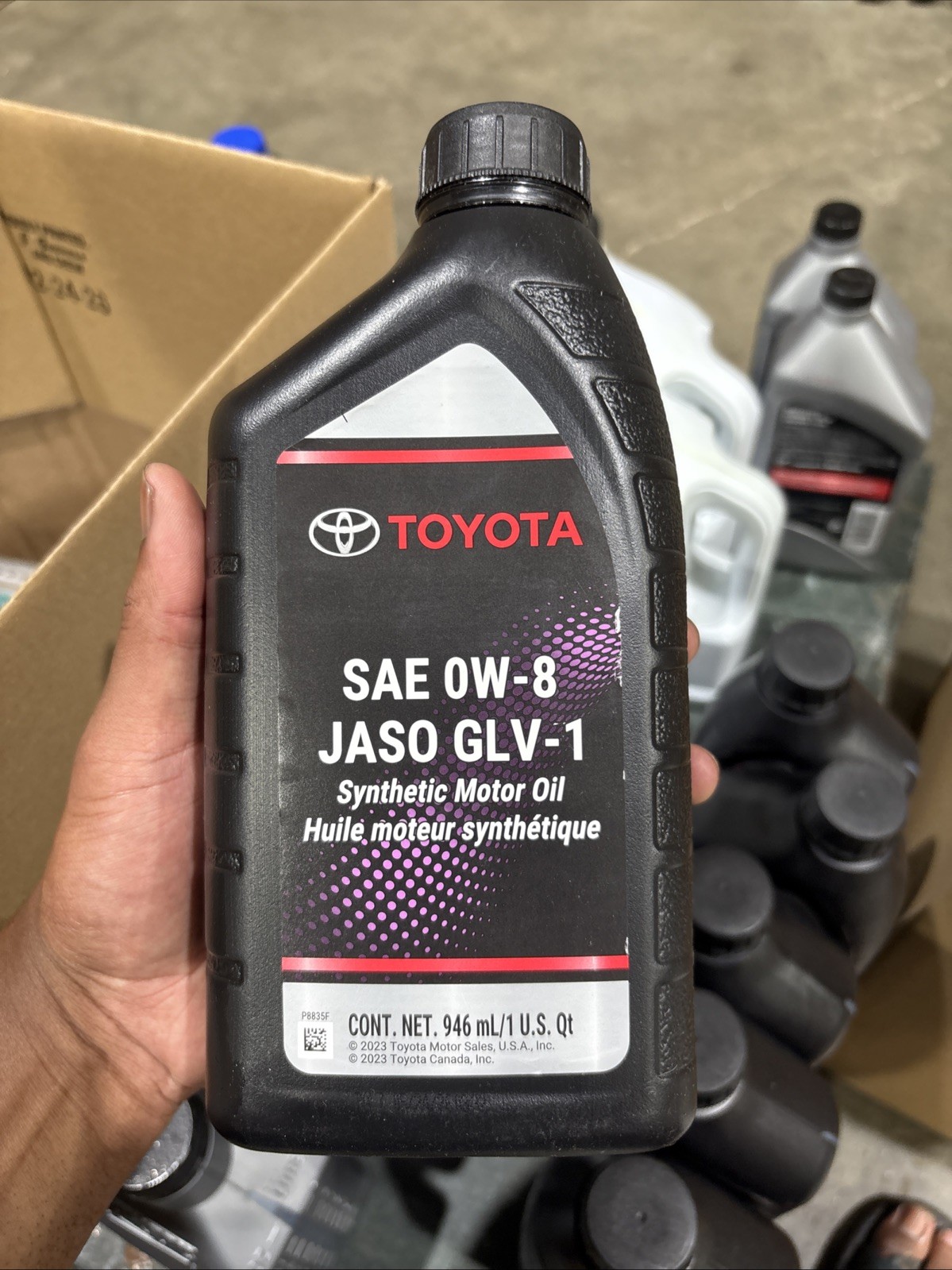 TOYOTA SAE 0W-8 JASO GLV-1 SYNTHETIC MOTOR OIL ~ 6 Count