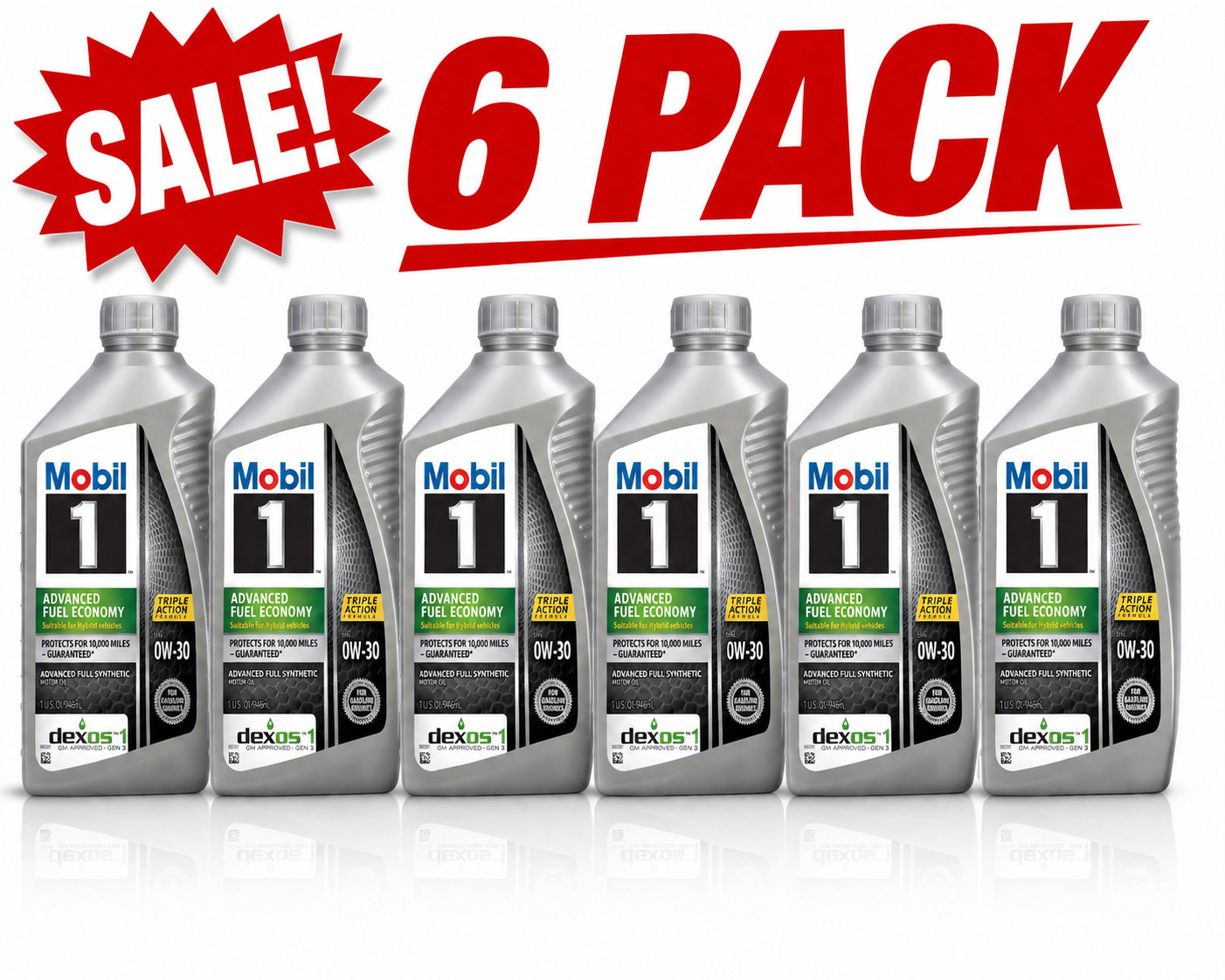 6 PACK-MOBIL 112746 0W30; Mobil 1 Advanced Fuel Economy; Full Synthetic; 1 Quart