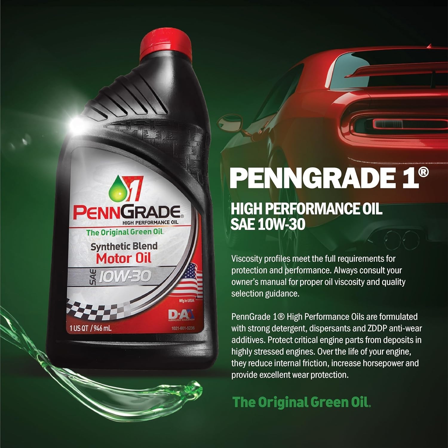 5 Quart PENN GRADE 1 SAE 10W30 Synthetic Oil for Optimal Engine Protection