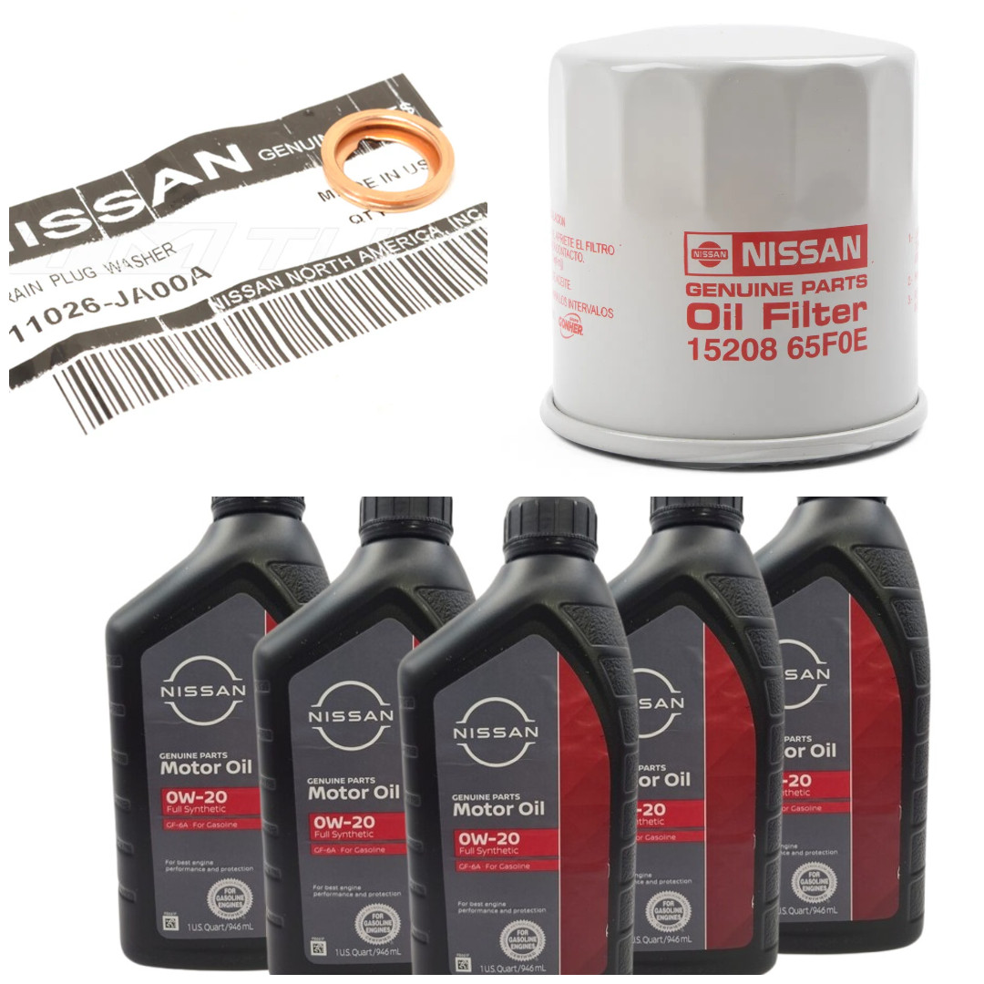 GENUINE OEM Nissan 0W-20 Oil Change Kit 5-Quart W/ 15208-65F0E Filter and Washer