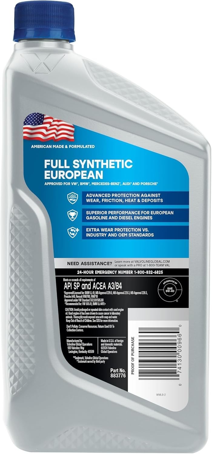 Trusted SAE 5W-40 Synthetic Motor Oil – 1 QT Bottle for European Car Enthusiasts
