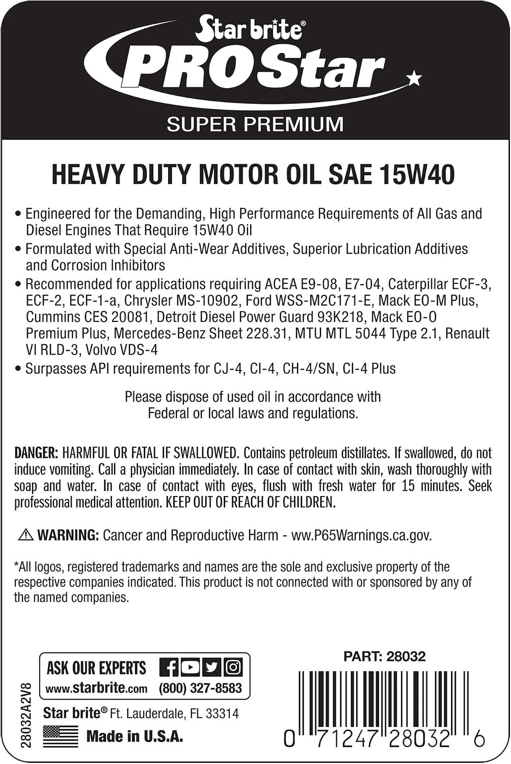 Pro Star Heavy-Duty Engine Oil – SAE 15W-40 – 32 Fl Oz for Ultimate Engine Life