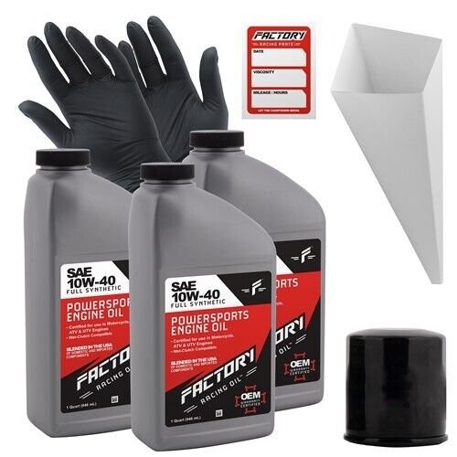 Factory Racing Parts SAE 10W-40 3qt Oil Change Kit For Kawasaki EX650 Ninja 650R