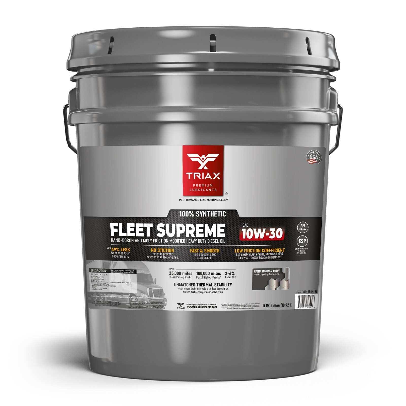 TRIAX Fleet Supreme 10W-30 Full Syn CK-4 Heavy Duty Diesel Engine Oil (5 Gallon)