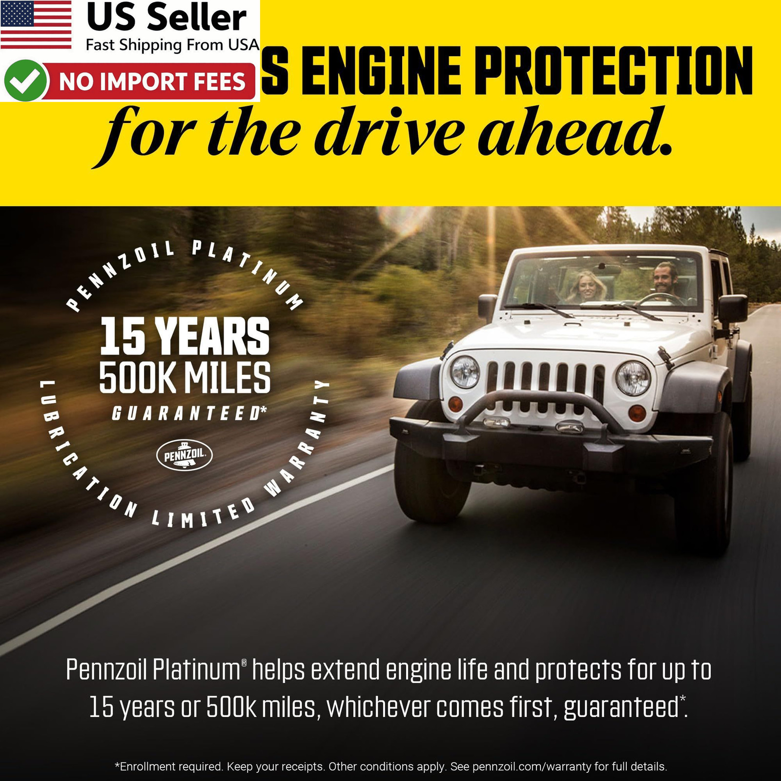 Pennzoil Platinum Full Synthetic 10W-30 Engine Motor Oil 1 Quart Case FROM USA