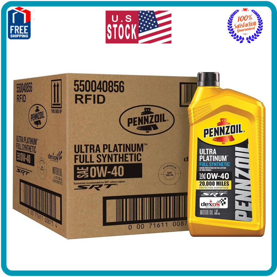 Pennzoil Ultra Platinum Full Synthetic 0W-40 Motor Oil, 1 Quart (6 Pack)