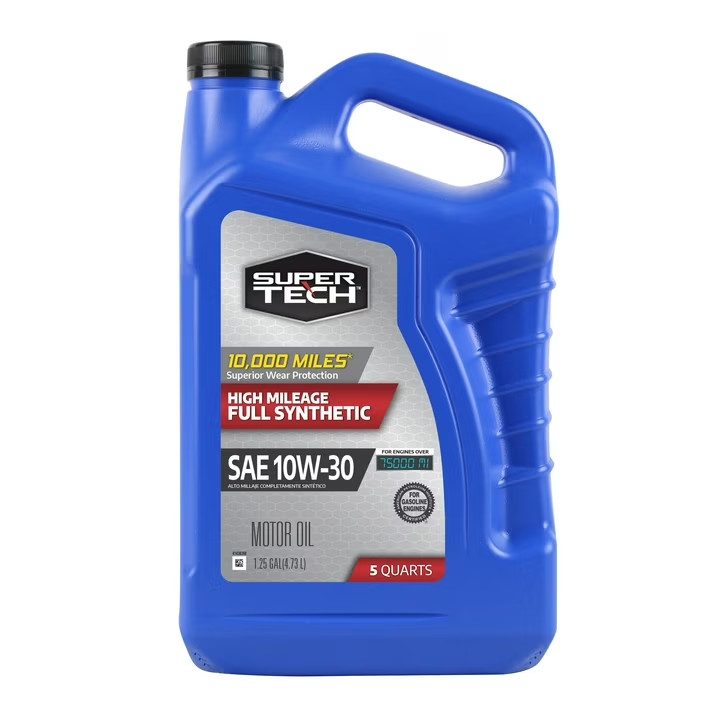 (3 pack) Super Tech High Mileage Full Synthetic SAE 10W-30 Motor Oil, 5 Quarts