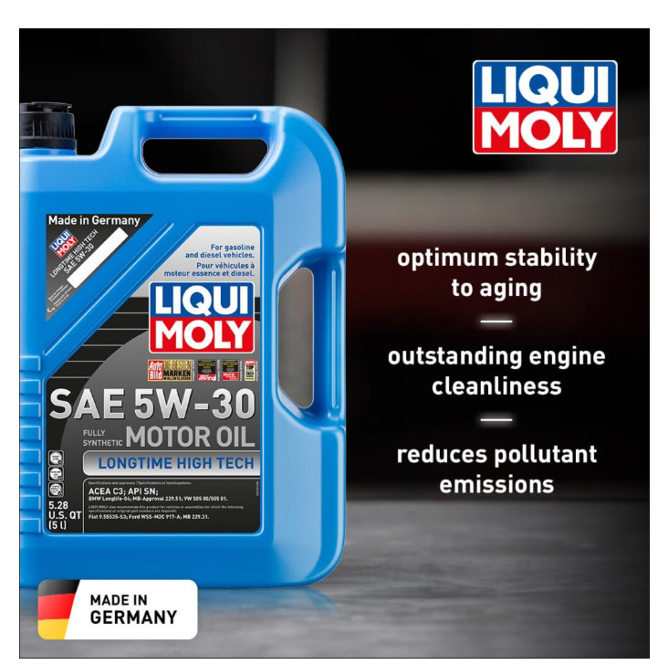 LIQUI MOLY Longtime High Tech 5W-30 Full Synthetic Engine Oil, Pack of 1