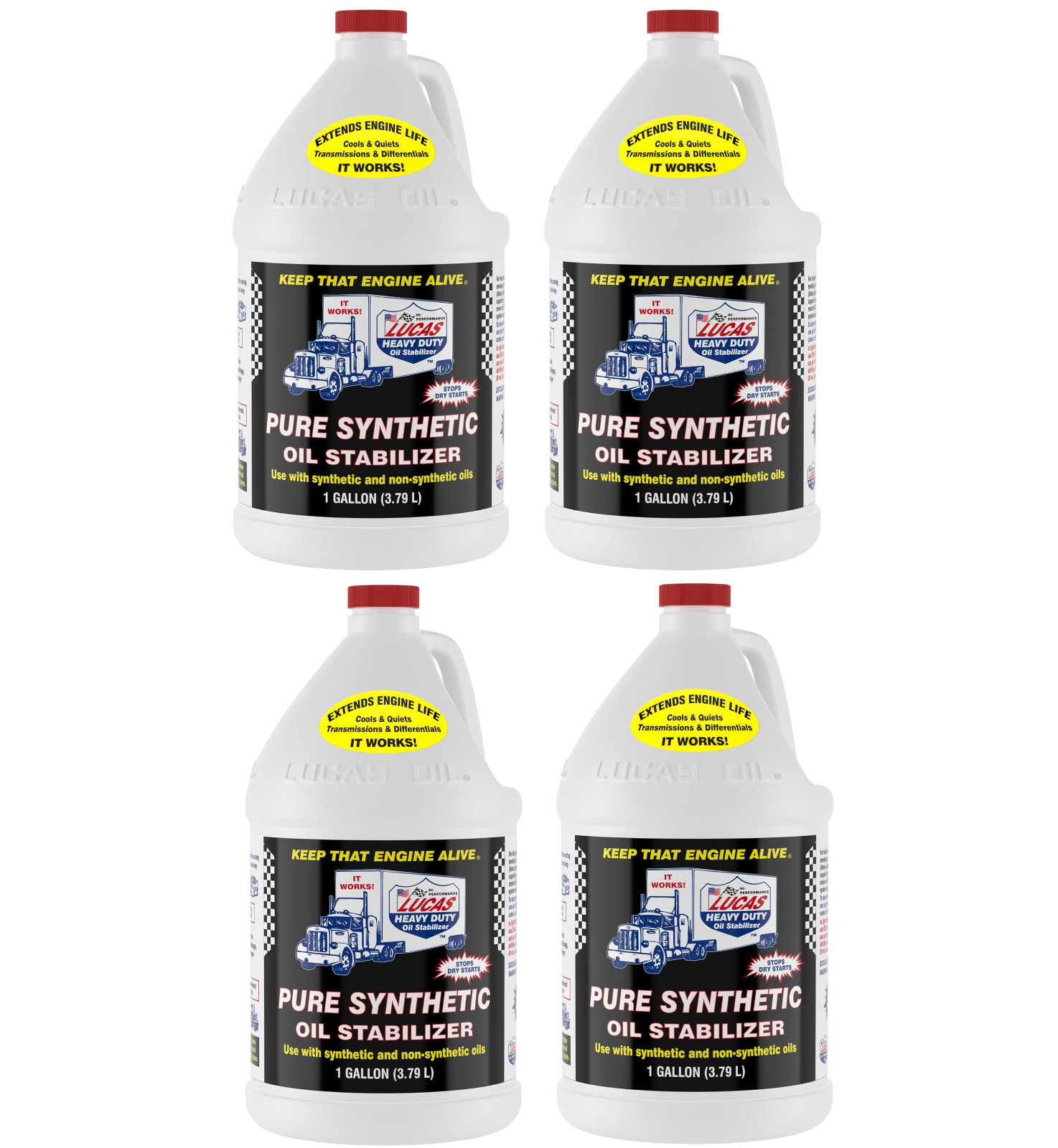 Pack of 4 Lucas Oil 10131 Pure Synthetic Oil Stabilizer – 1 Gallon