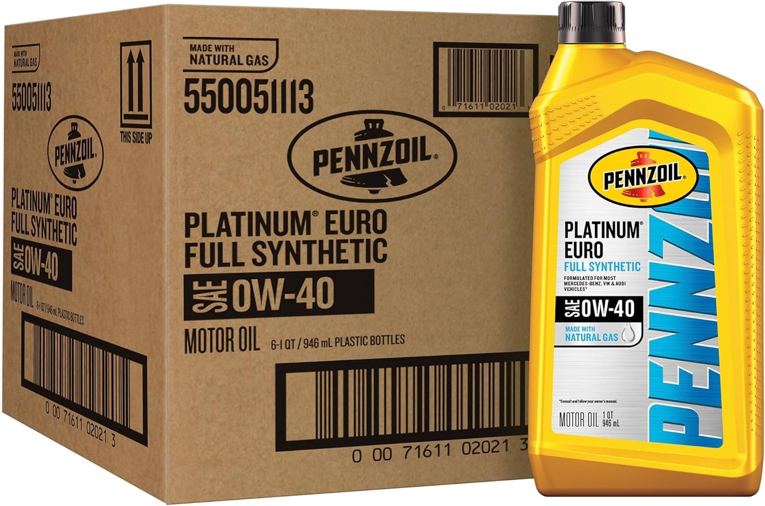 Platinum Euro Full Synthetic 5W-40 0W-40 5W-30 0W-30 Motor Oil, 1 Quart (6 Pack)