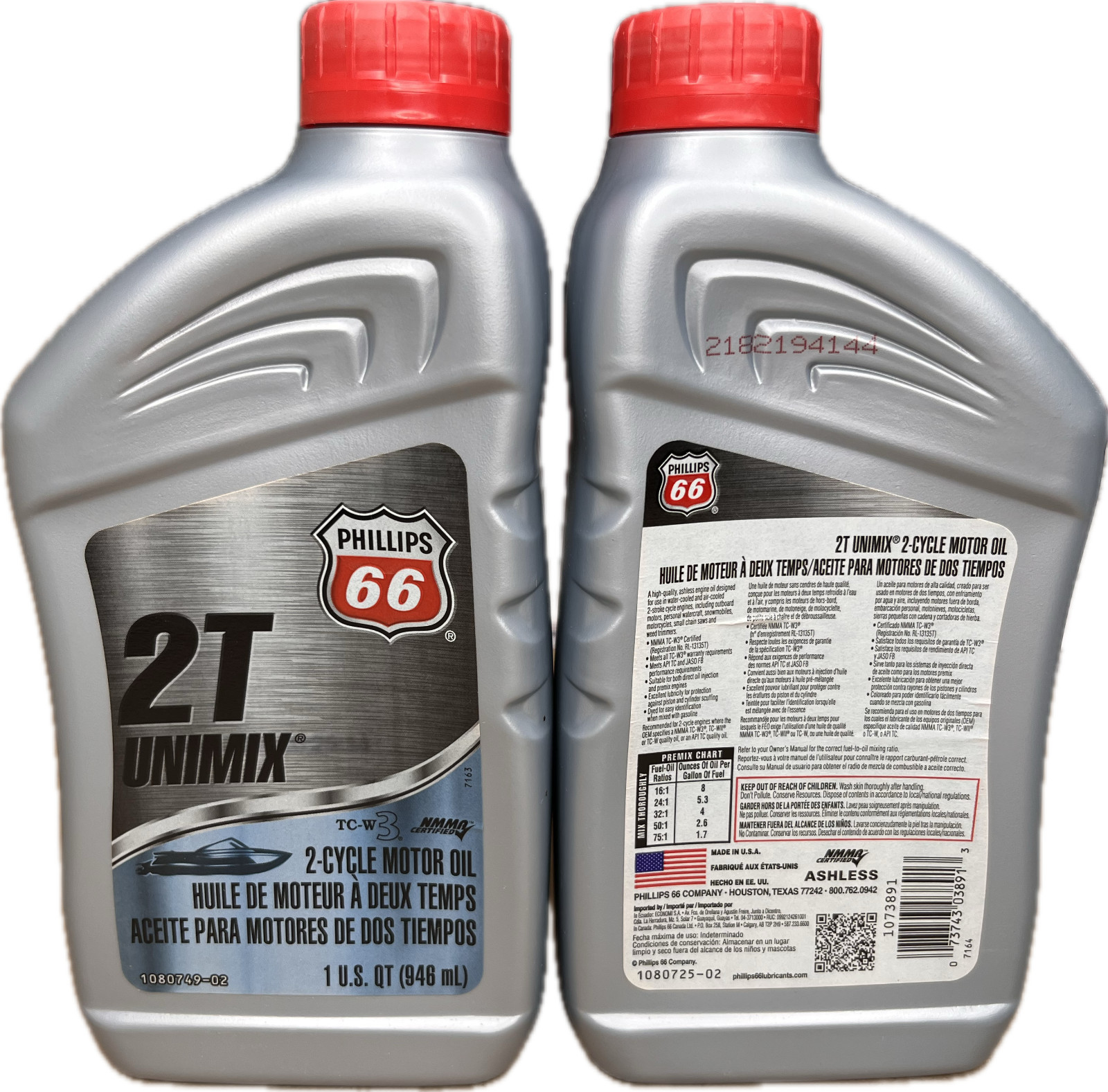Phillips 66 2T Unimix TC-W3 2-cycle Oil for Outdoor Power 1073891x2q