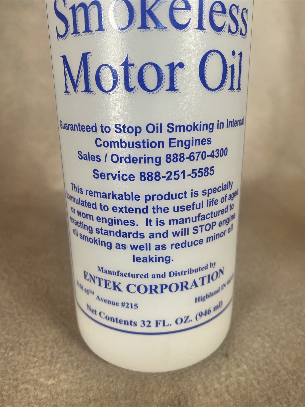 Entex Smokeless Motor Oil 32oz